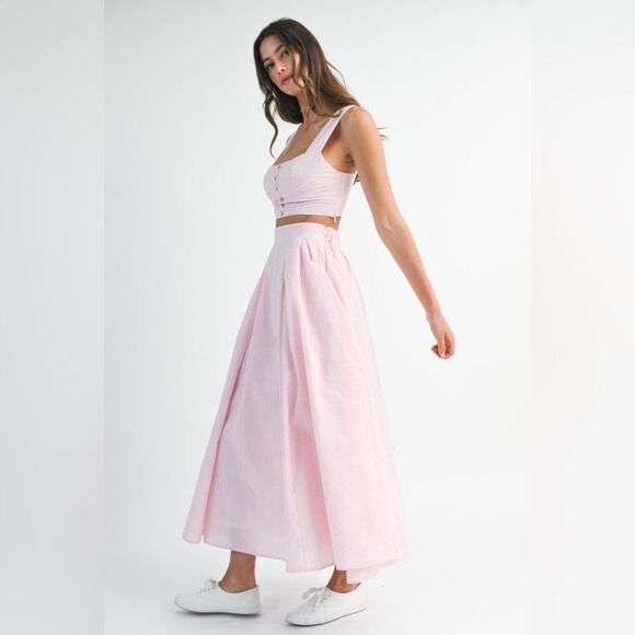 Elegant Pink Maxi Skirt Set - Picture 4 of 15